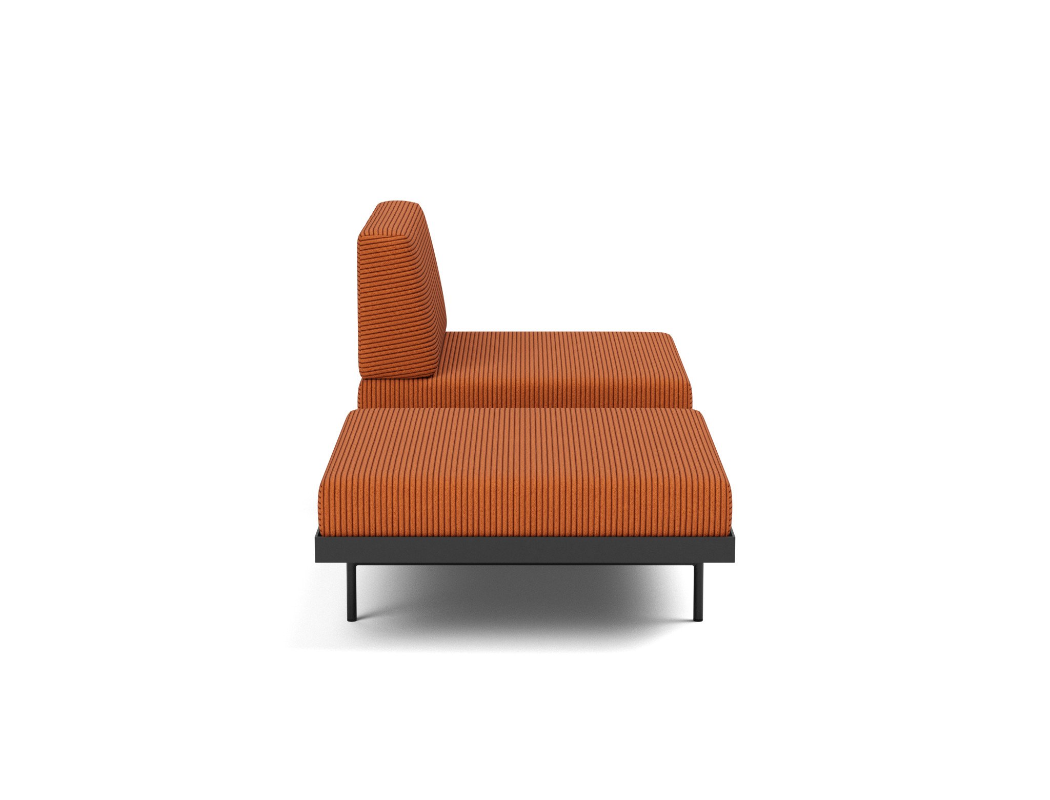 Tagesbett Puri Kord Corduroy 595-Burnt-Orange Beine mit Eichentisch