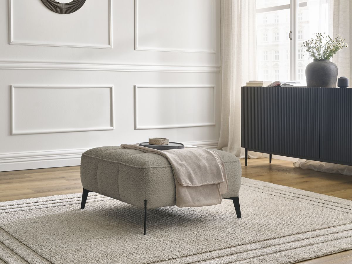 Bobochic Anis Pouf Bouclé-Stoff Taupe