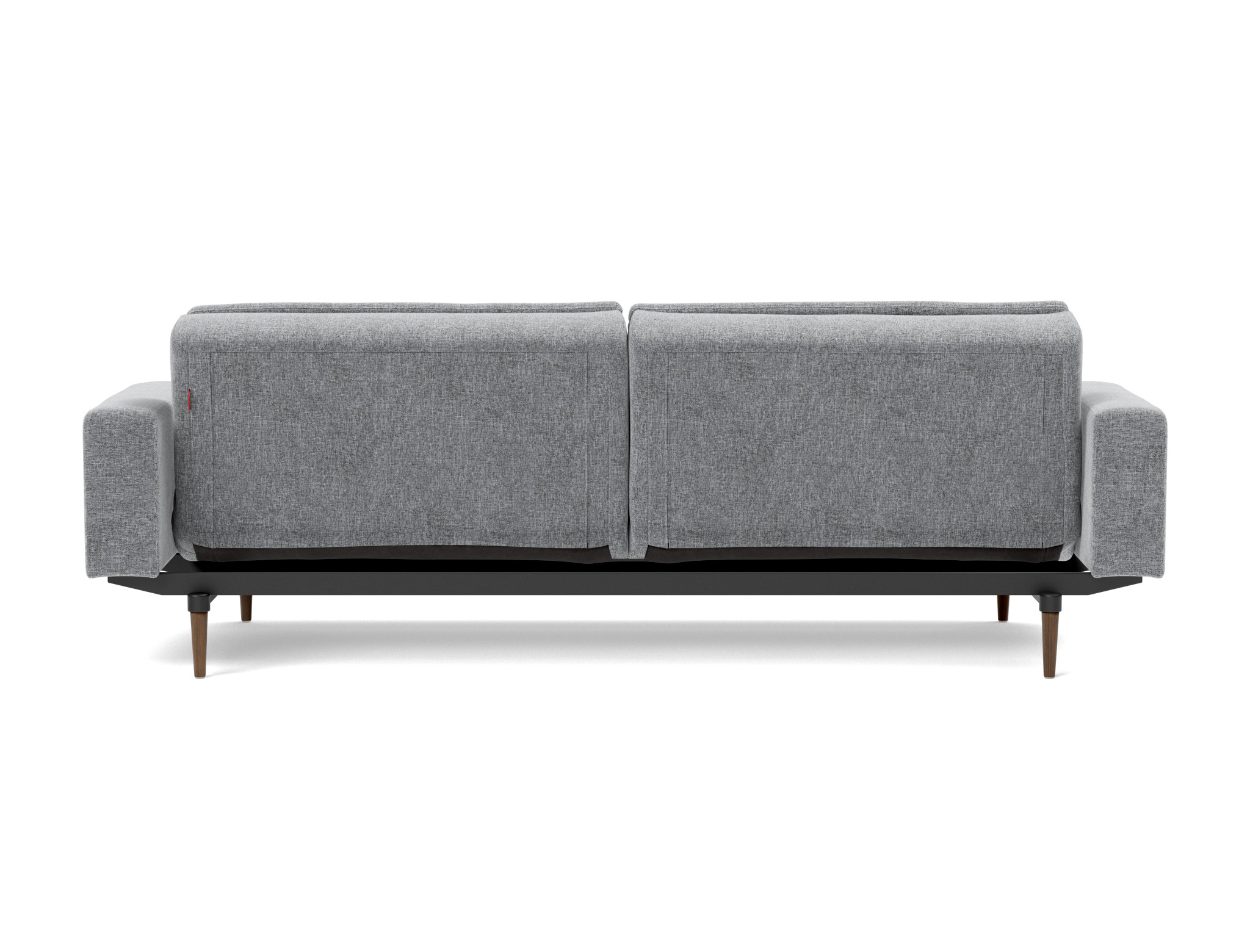 Schlafsofa Dublexo mit Armlehnen Strukturierter Stoff Twist 565-Granite Beine Styletto Eiche dunkel