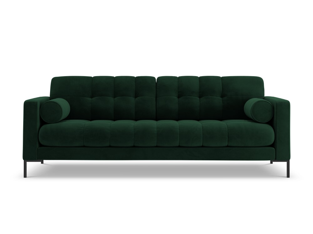 Cosmopolitan Design Sofa Bali 3-Sitzer Samt Bluvel Flaschengrün Beine Schwarzes Metall