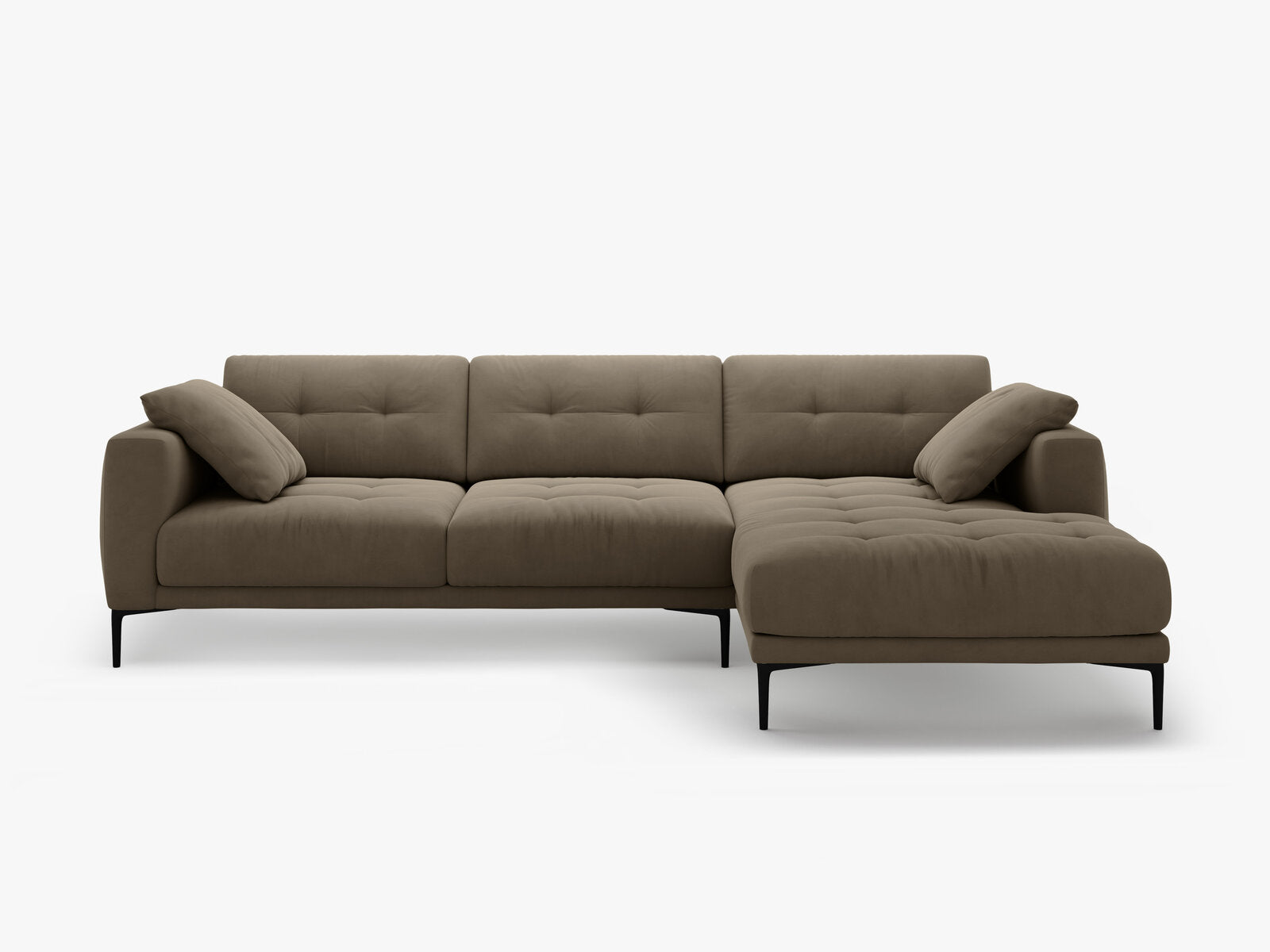 Micadoni Ecksofa Bemy 3-Sitzer Rechts Samt Grau Braun