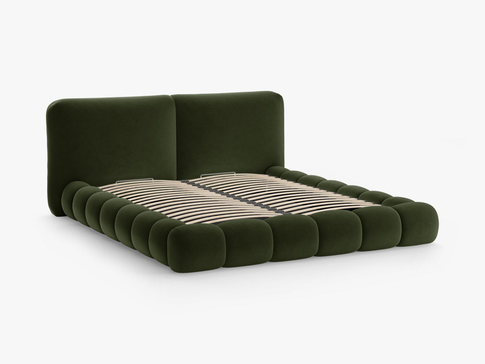 Micadoni Stauraumbett mit Kopfteil Solange Samt Magic Velvet Armeegrün 140x200