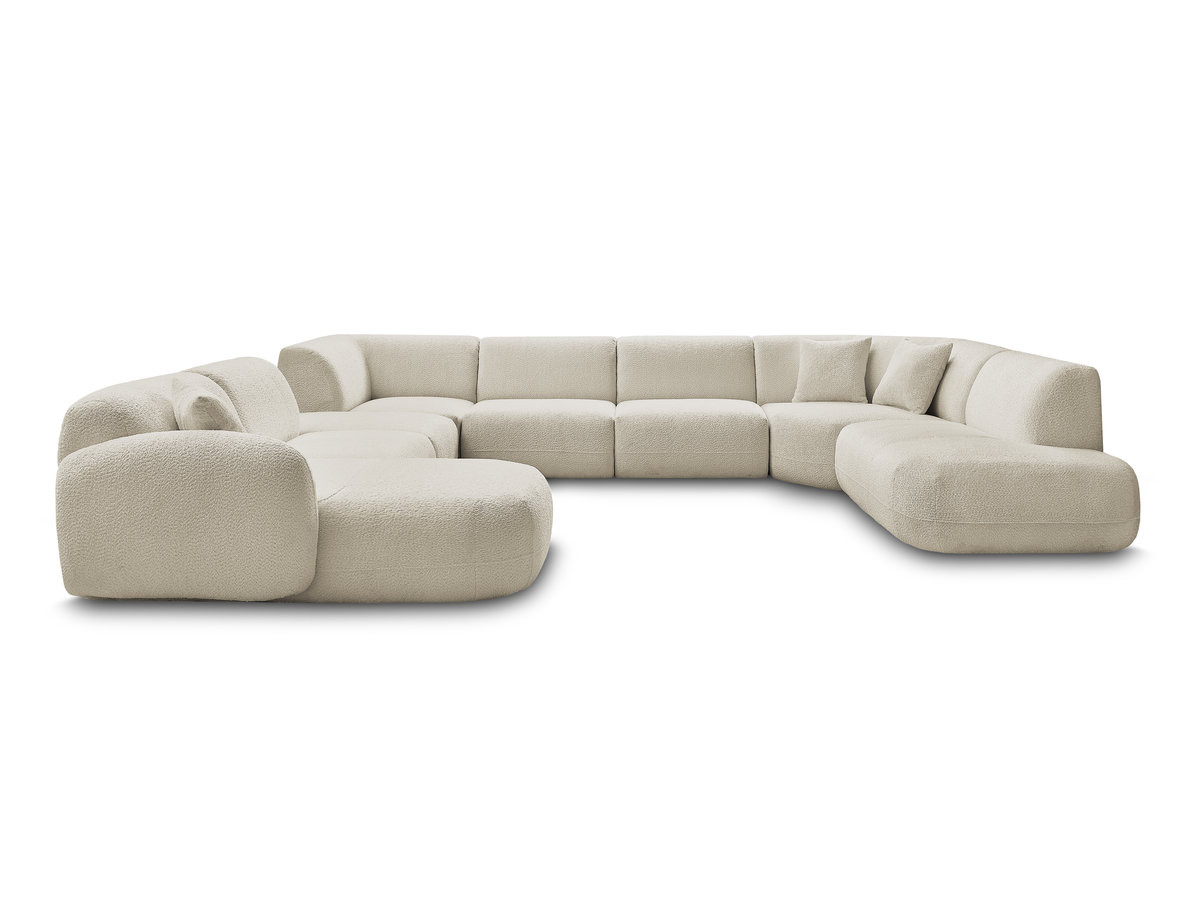 Bobochic Anda Wohnlandschaft mit Pouf 396 × 357 cm Chenille Beige Ecke links