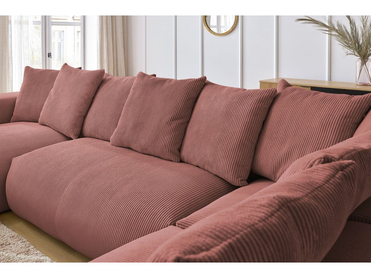 Bobochic Voltaire Wohnlandschaft 356 × 214 cm Cordsamt Rosa Ecke links