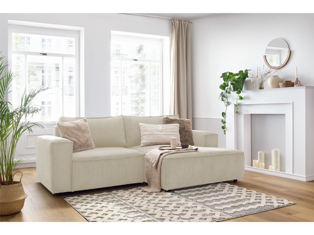 Bobochic Nihad Ecksofa Cordsamt Beige Ecke rechts