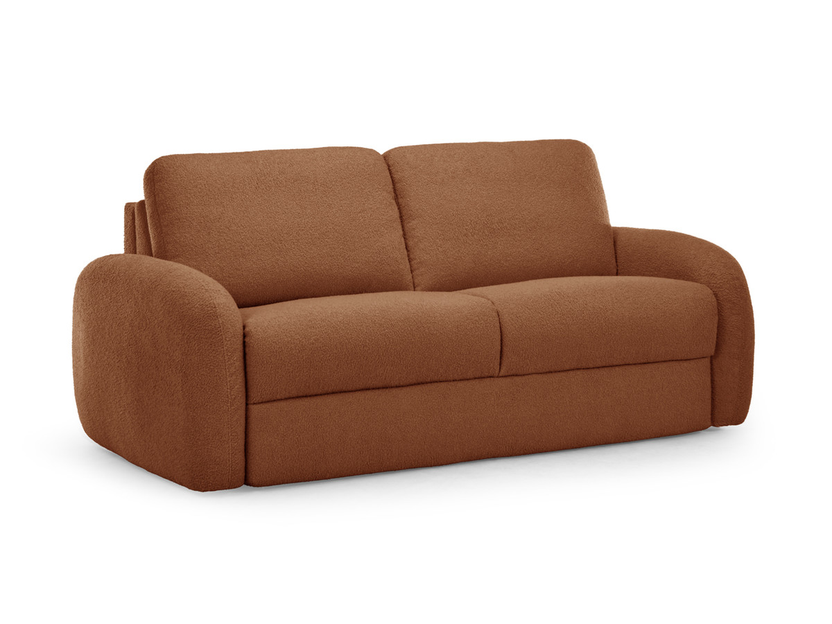 Bobochic Kenan Schlafsofa 3-Sitzer Bouclé-Stoff Orange, Liegefläche 160 × 196 cm