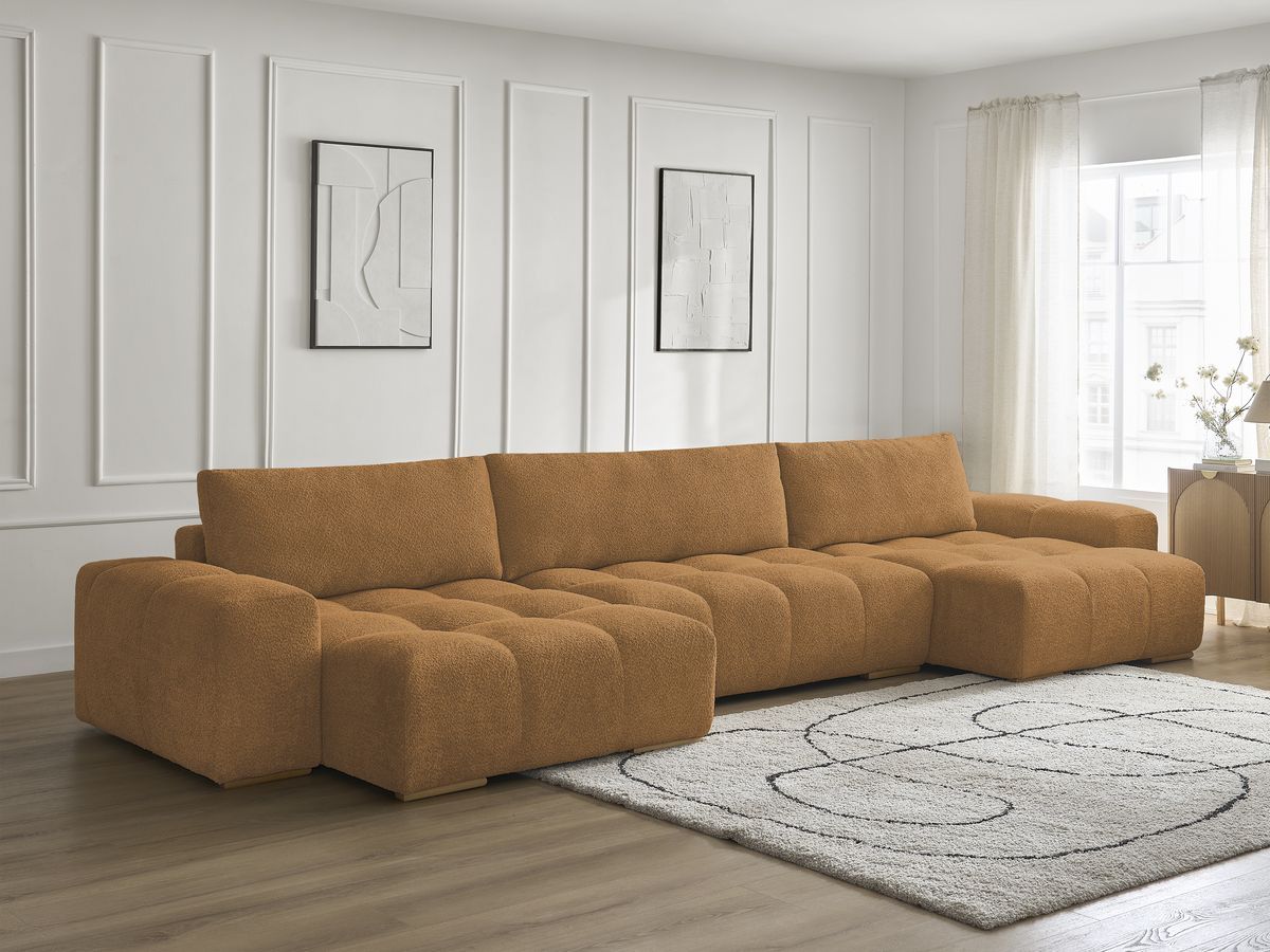 Bobochic Anakin Wohnlandschaft, 3 Kissen Bouclé-Stoff Gelb