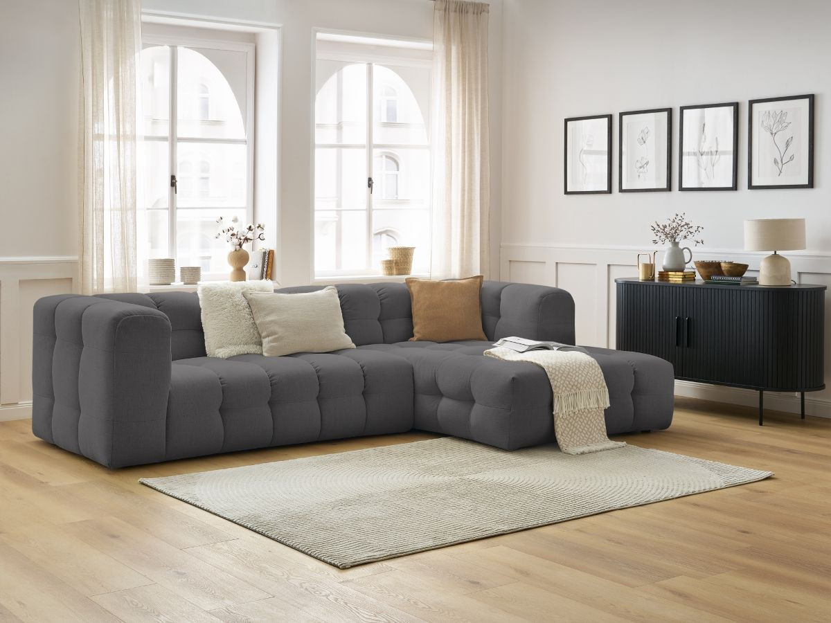 Bobochic Cloud Ecksofa 288 × 184 cm Stoff Dunkelgrau Ecke rechts