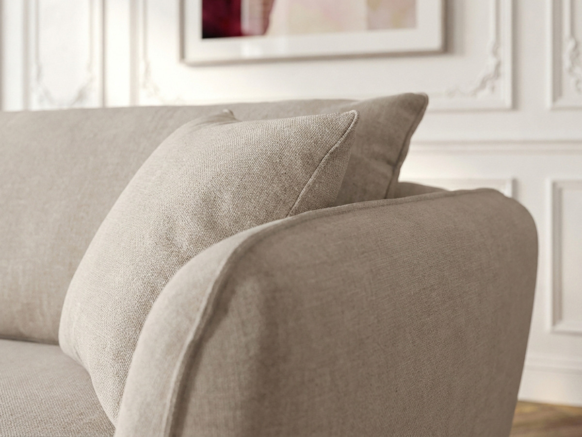 Bobochic Luigi Ecksofa mit Pouf Strukturstoff Beige Ecke links