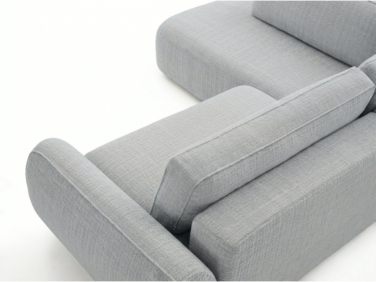 Bobochic Denise Ecksofa mit Schlaffunktion und Bettkasten 256 × 197 cm Strukturstoff Hellgrau Ecke links