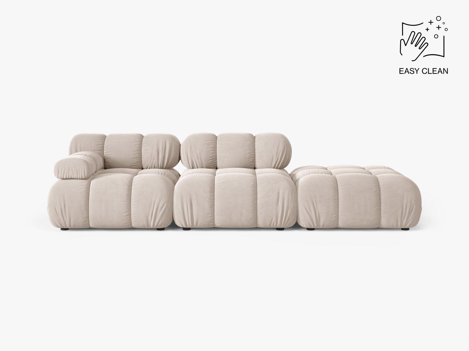 Micadoni Modulares Sofa Bellis 4-Sitzer Rechts Samt Venus Helles Beige
