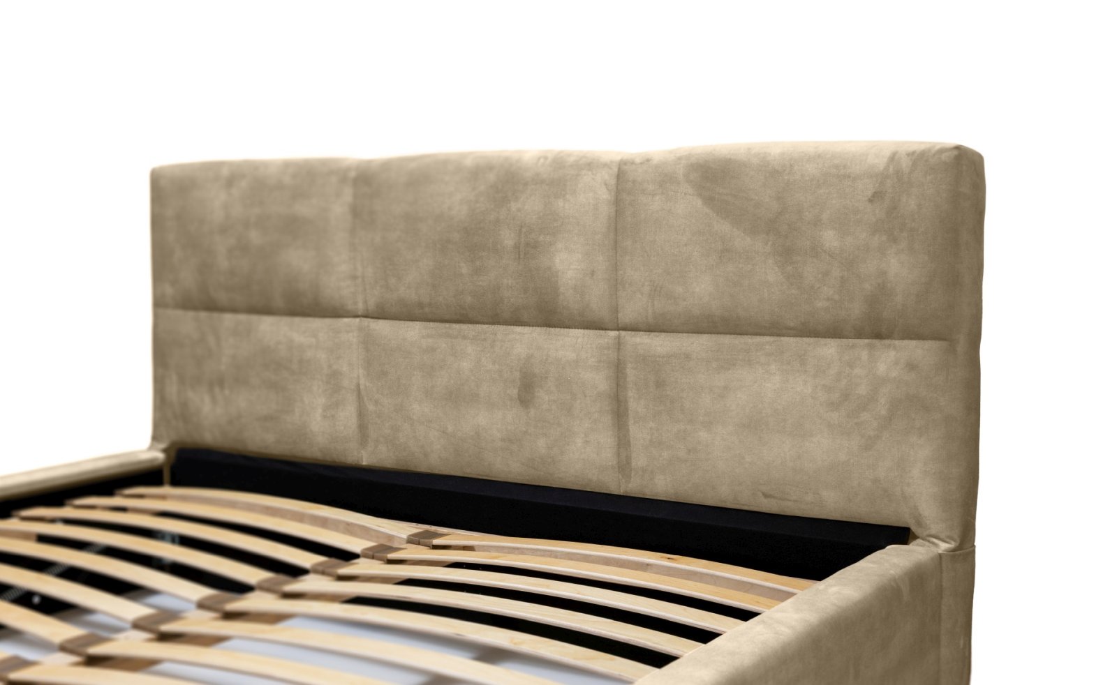 Polsterbett Portoza Samtstoff 180x200 mit Holzrahmen Macau Truffle