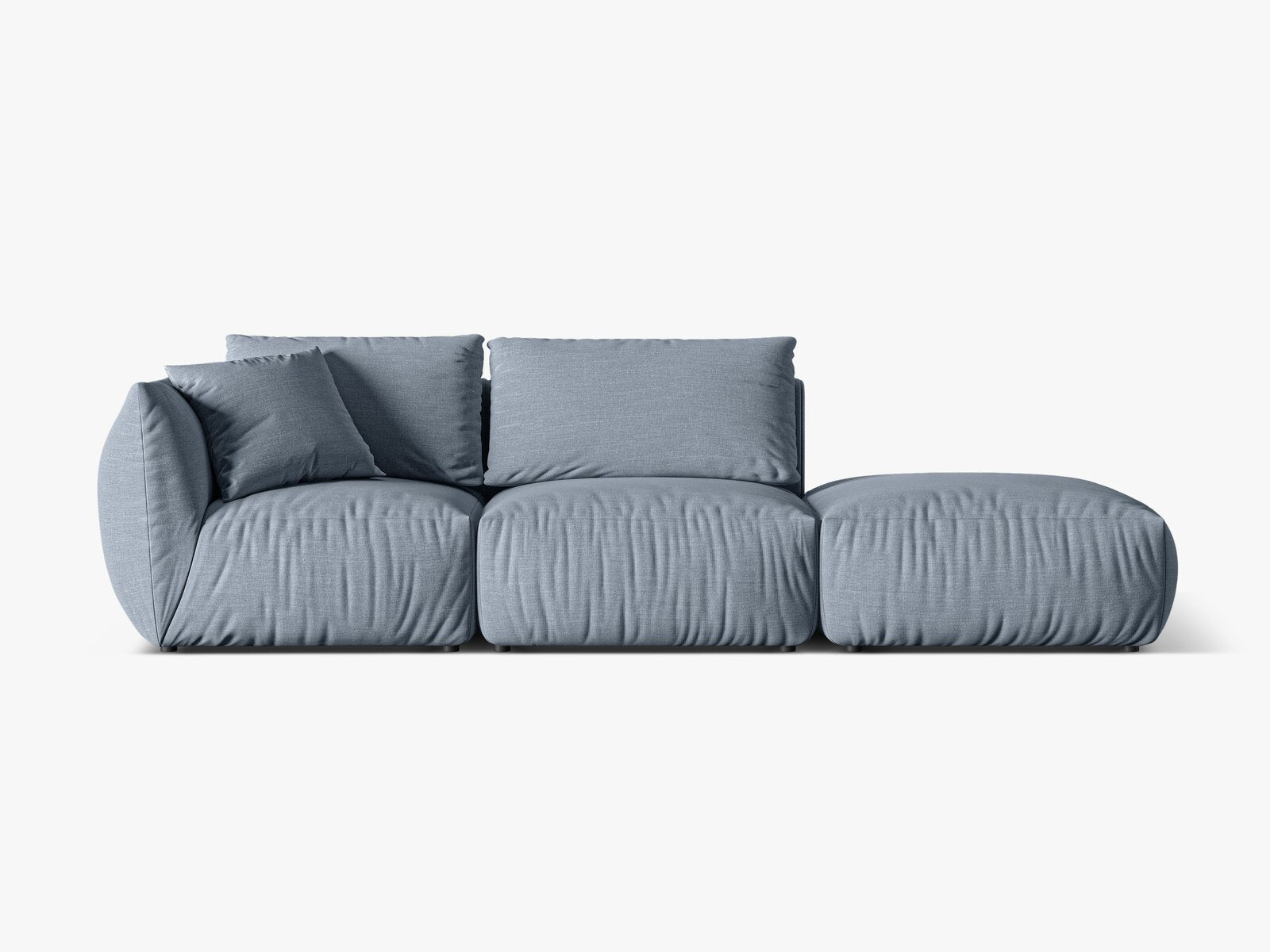 Micadoni Modulares Sofa Chris 3-Sitzer Rechts Strukturierter Stoff Gedämpftes Blau