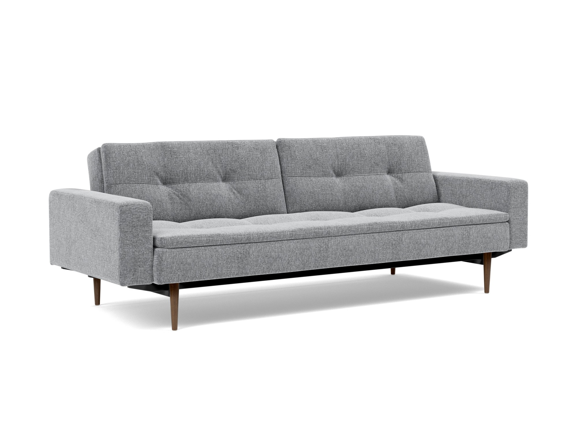 Schlafsofa Dublexo mit Armlehnen Strukturierter Stoff Twist 565-Granite Beine Styletto Eiche dunkel
