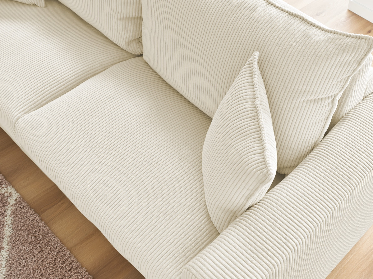Bobochic Augustin Schlafsofa 3-Sitzer Cordsamt Beige, Liegefläche 160 × 200 cm