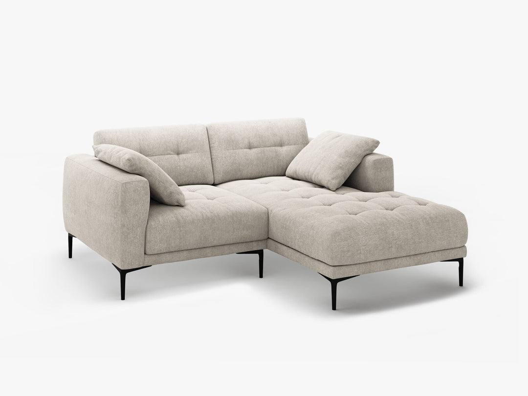 Micadoni Ecksofa Bemy 2-Sitzer Rechts Strukturierter Stoff Beige
