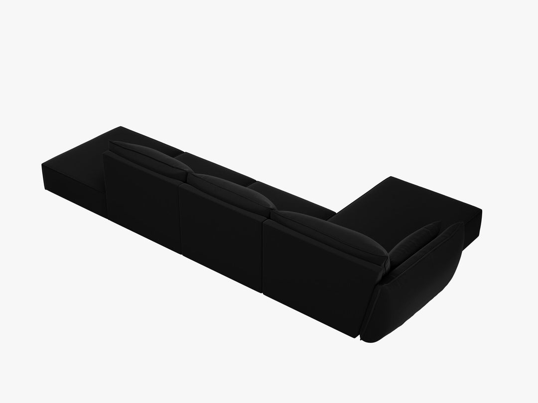 Micadoni Ecksofa Kaelle 5-Sitzer Links Samt Bluvel Schwarz