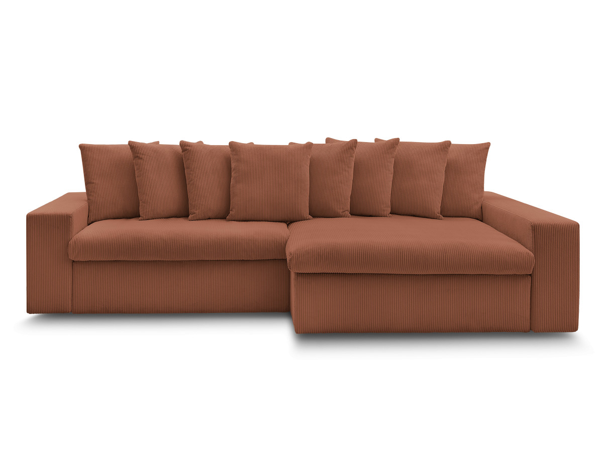 Bobochic Enore Ecksofa 330 × 157 cm Cordsamt Orange Ecke rechts
