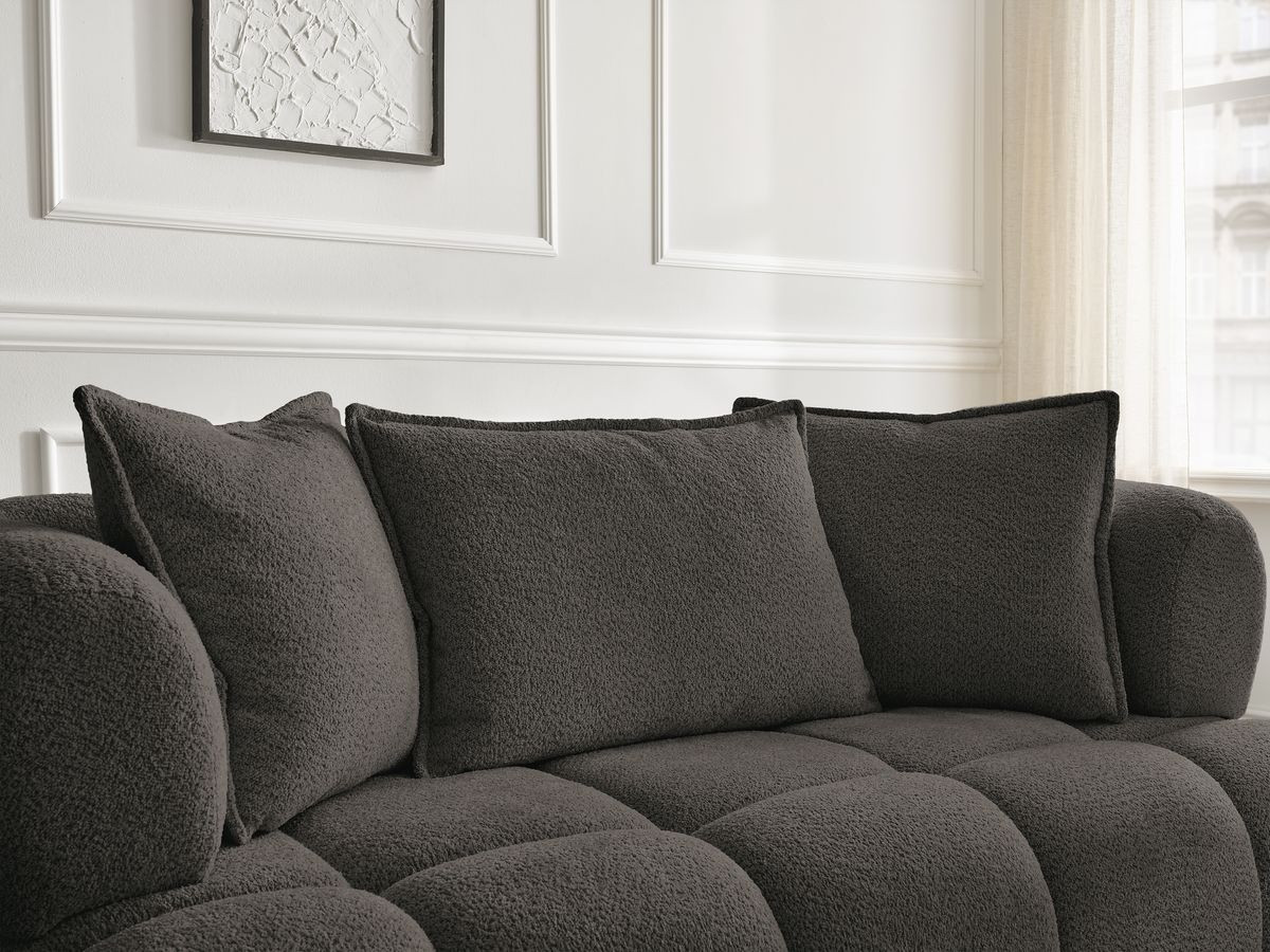 Bobochic Alya Sofa 2-Sitzer mit Pouf Bouclé-Stoff Braun