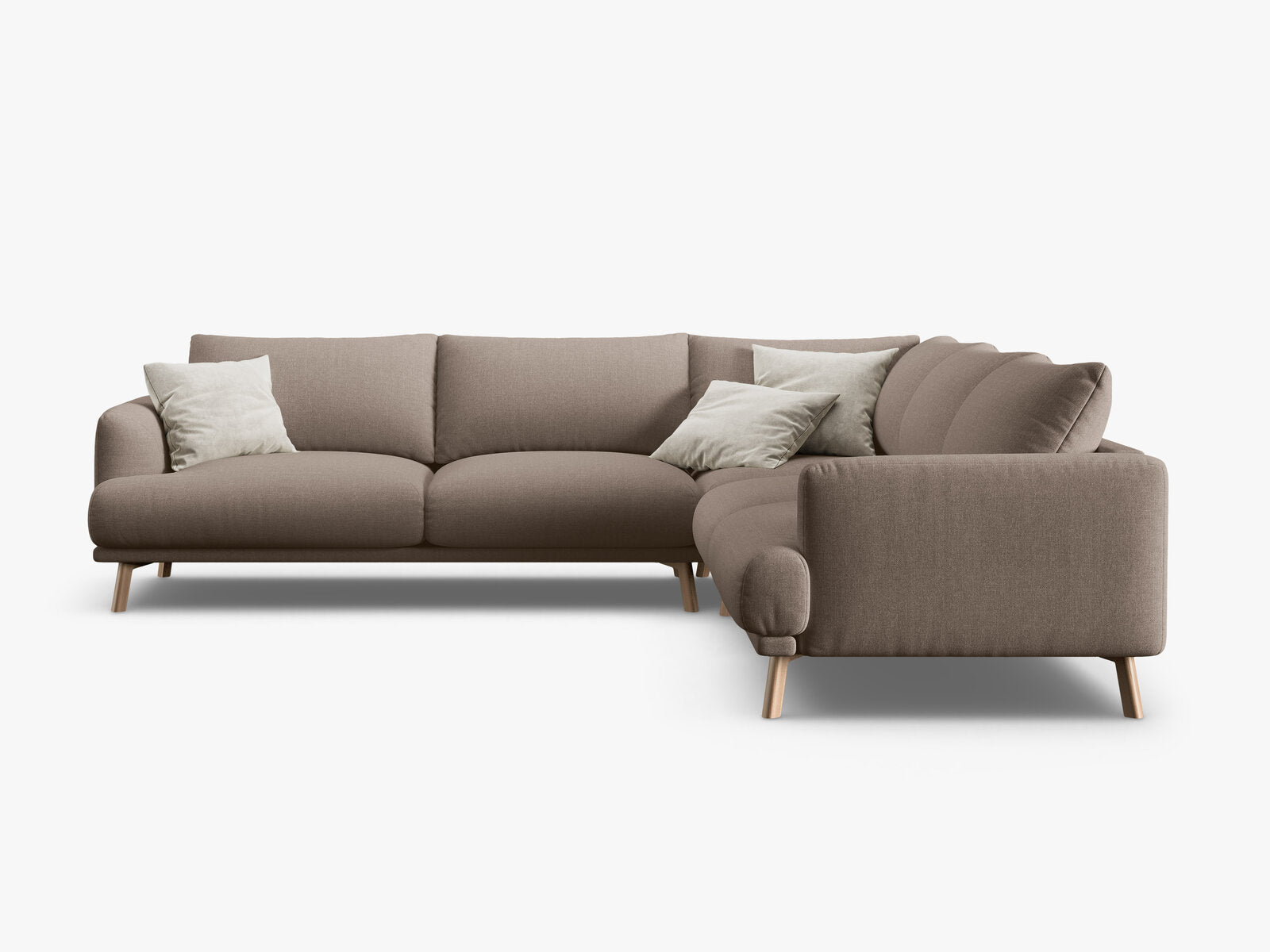 Micadoni symmetrisches Ecksofa Naomi 5-Sitzer Strukturierter Stoff Liberty Cappuccino