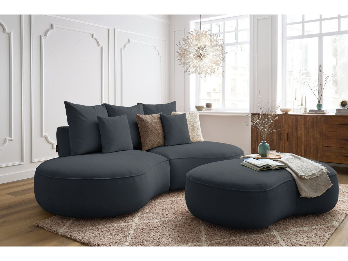Bobochic Saint-germain Sofa 5-Sitzer mit Pouf Strukturstoff Dunkelgrau