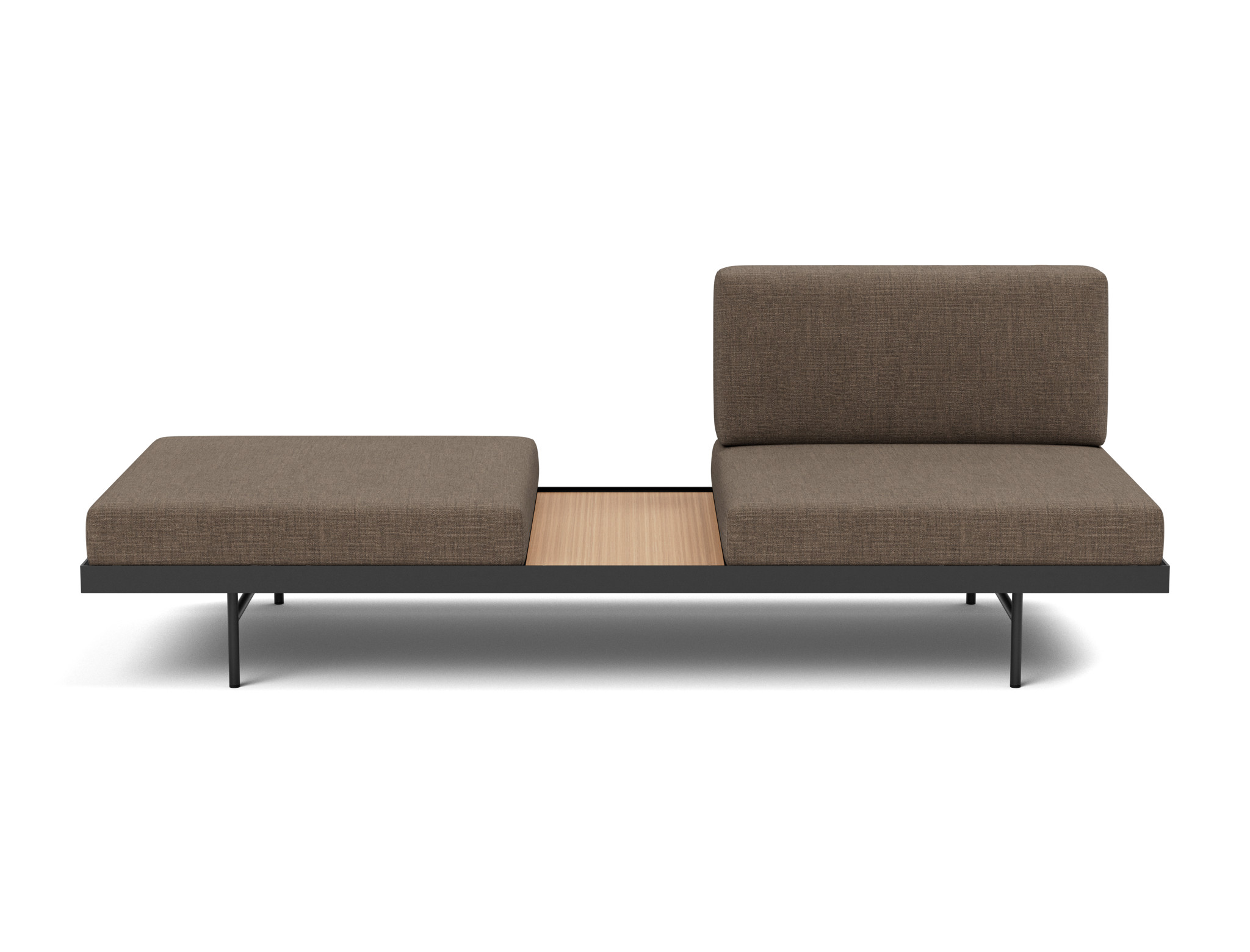 Tagesbett Puri Chenille Esina 411-Cedar-Brown Beine mit Eichentisch