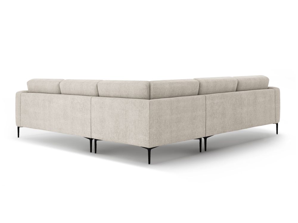 Cosmopolitan Design Symmetrisches Ecksofa Lazio 5-Sitzer Strukturierter Stoff Sorella Beige