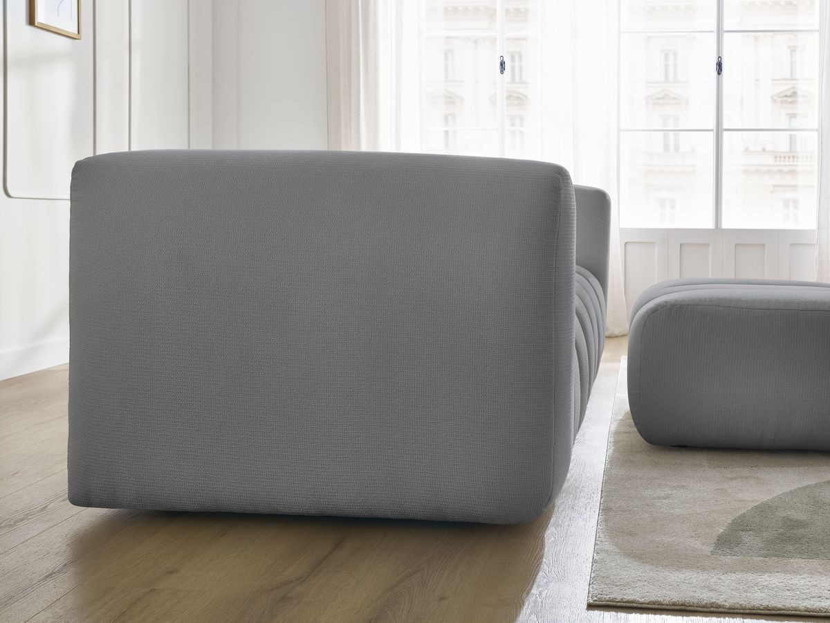 Bobochic Talia Sofa 3-Sitzer mit Pouf Melange-Stoff Hellgrau