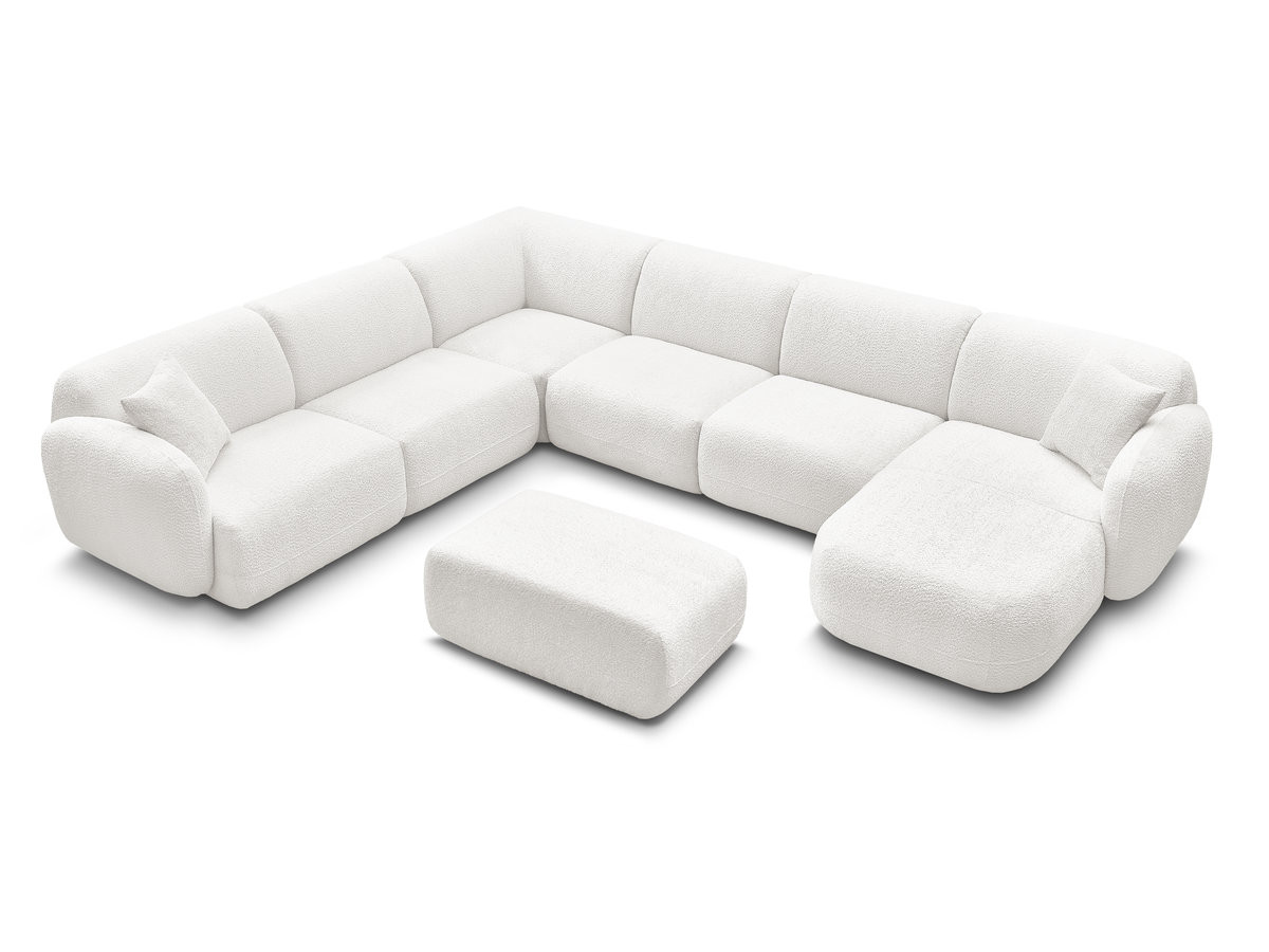 Bobochic Anda Wohnlandschaft mit Pouf 373 × 289 cm Chenille Weiß Ecke links