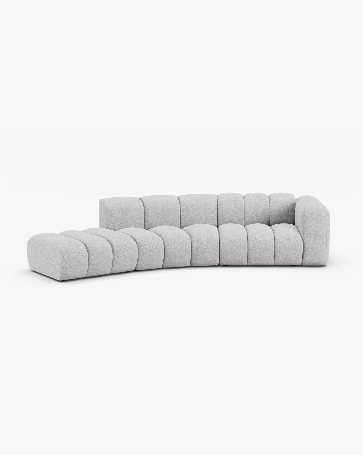 Micadoni Modulares Sofa Lupine 5-Sitzer Links Boucle Baloo Hellgrau