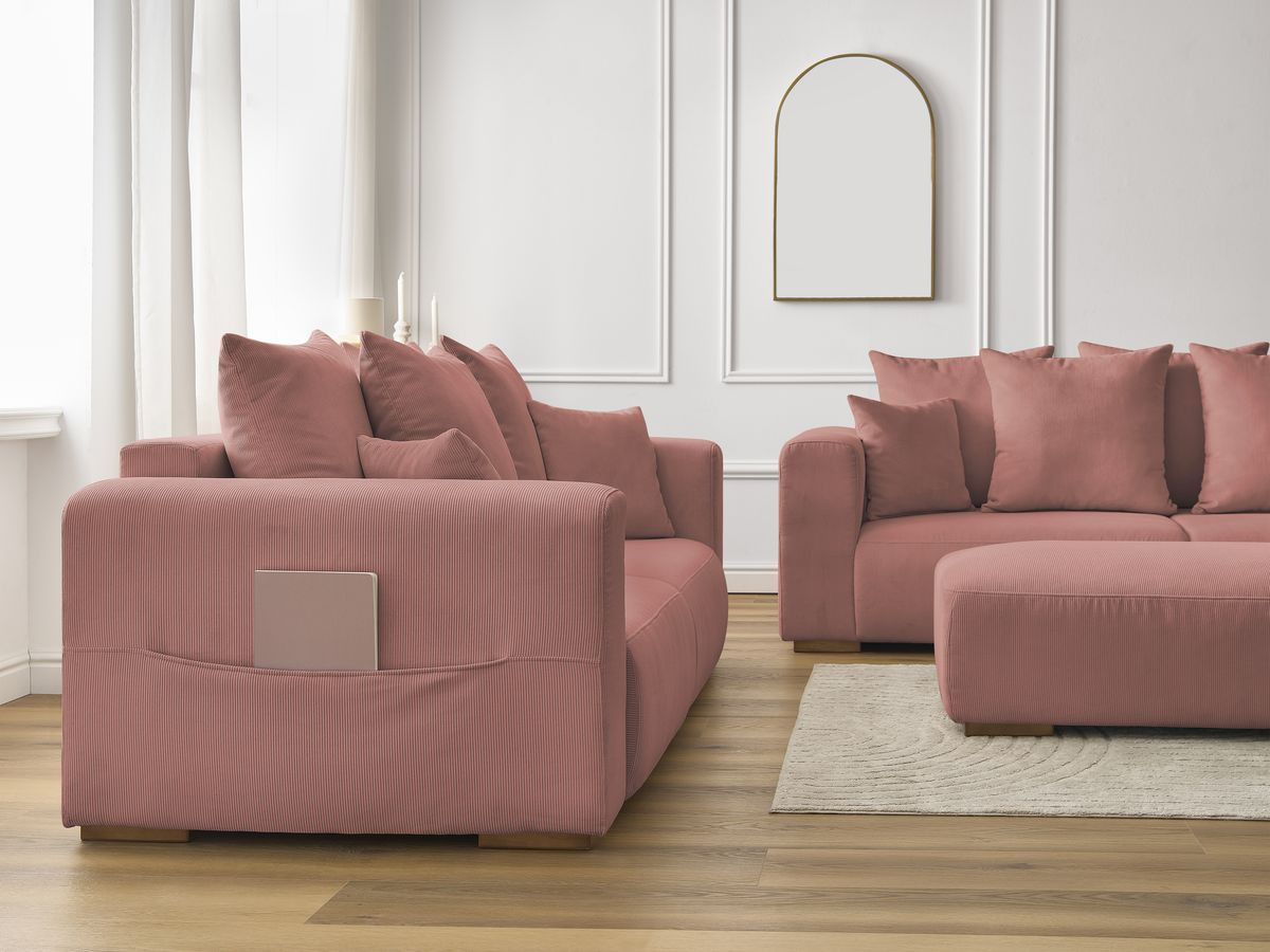 Bobochic Sidonie Sofa 6-Sitzer mit Pouf Cordsamt Rosa