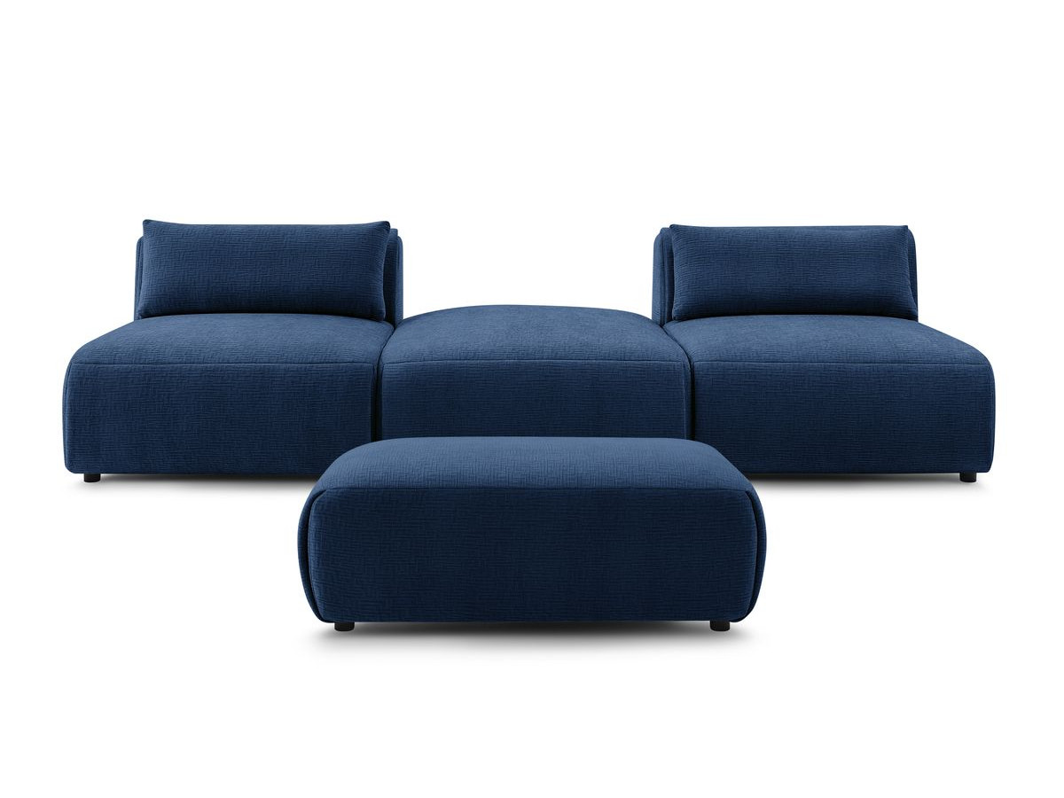 Bobochic Jeanne Sofa 4-Sitzer mit Pouf Strukturstoff Dunkelblau