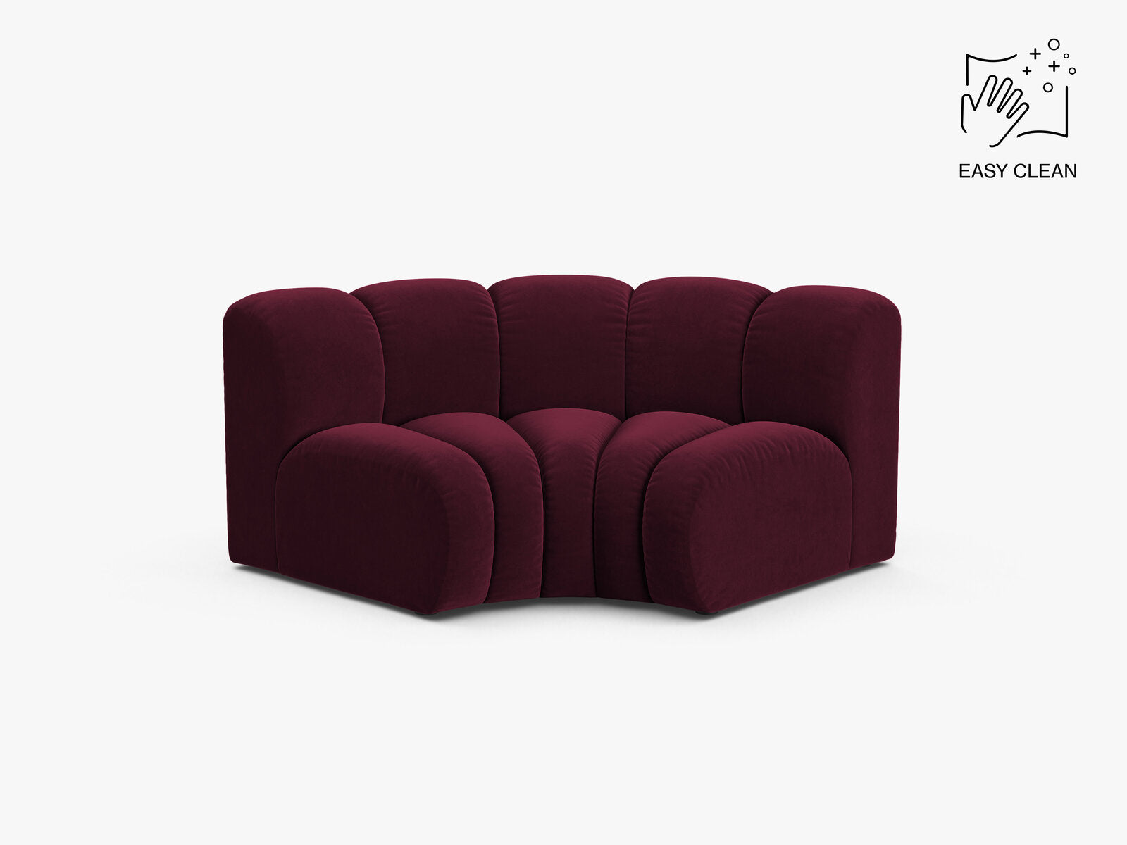 Micadoni rundes Eckmodul Lupine Samt Venus Burgunder