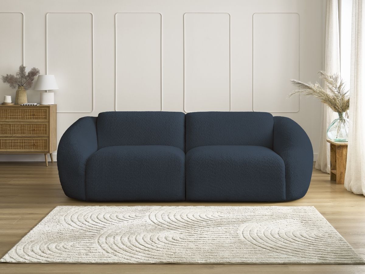 Bobochic Tina Sofa 3-Sitzer Bouclé-Stoff Dunkelblau
