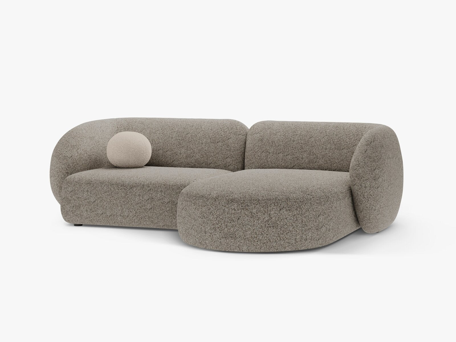 Micadoni Ecksofa Kate 2-Sitzer Rechts Strukturierter Stoff Puente Beige Melange