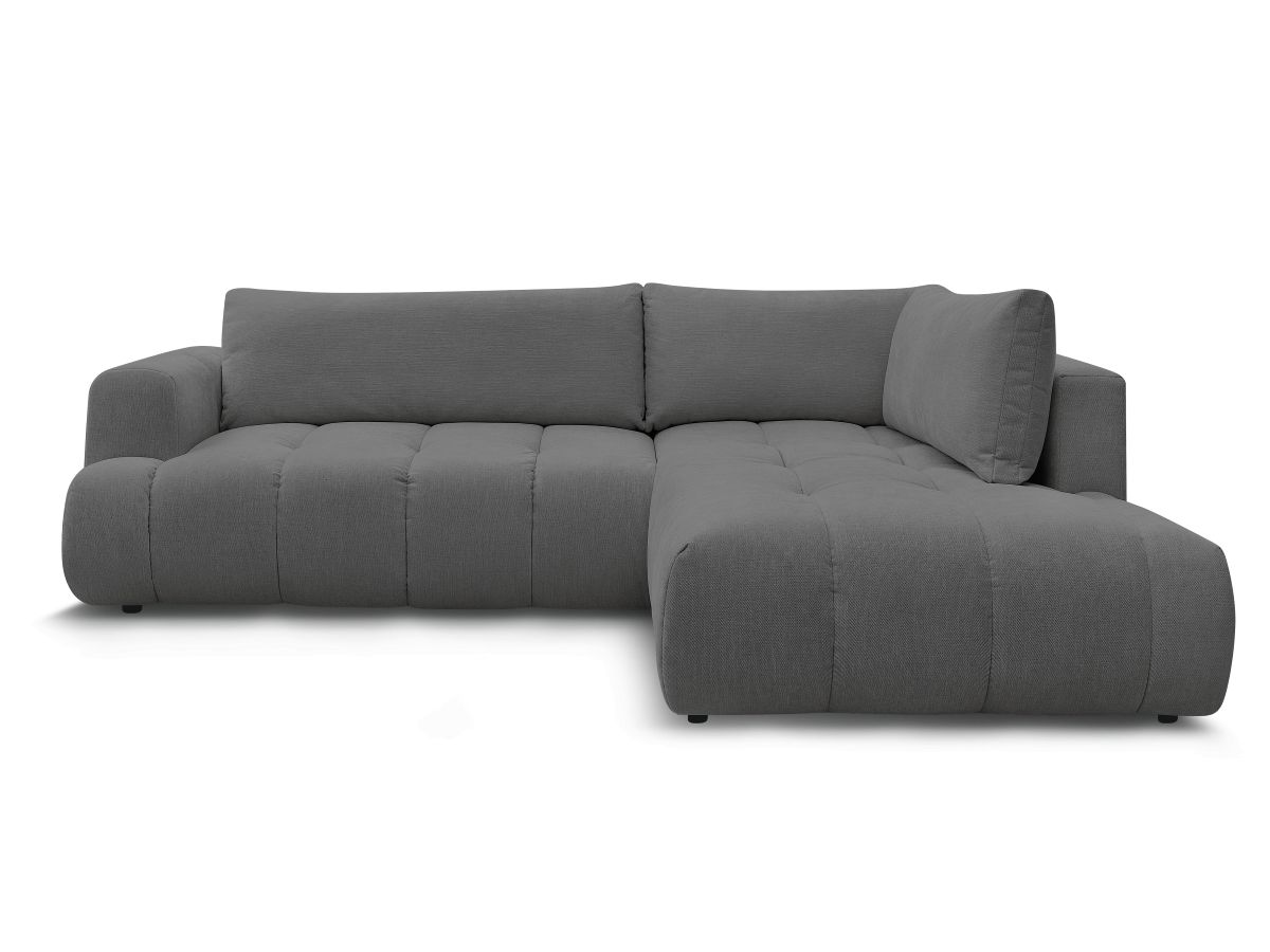 Bobochic Fuji Ecksofa mit Schlaffunktion und Bettkasten 282 × 204 cm Stoff Dunkelgrau Ecke rechts