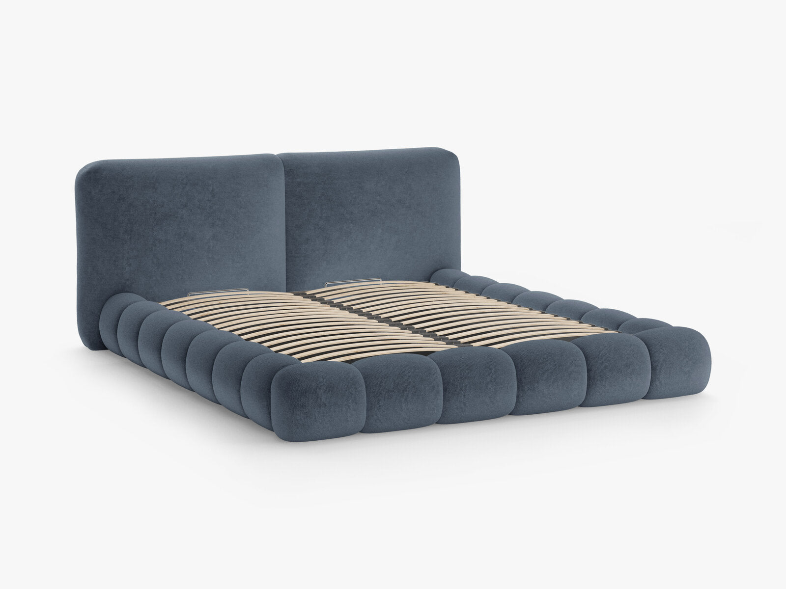 Micadoni Stauraumbett mit Kopfteil Solange Chenille Perfect Harmony Dunkelblau 160x200