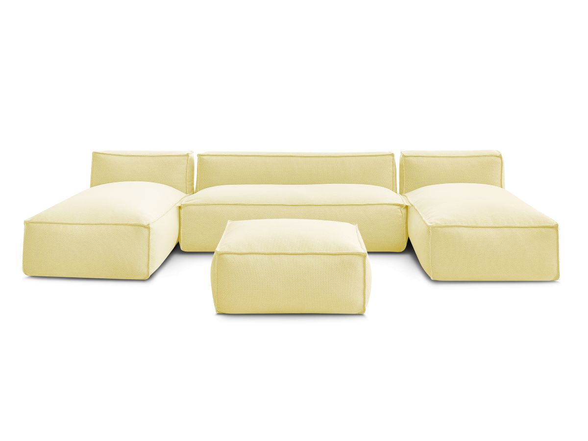 Bobochic Biarritz Gartensofa 4-Sitzer mit Pouf 332 × 168 cm Melange-Stoff Gelb