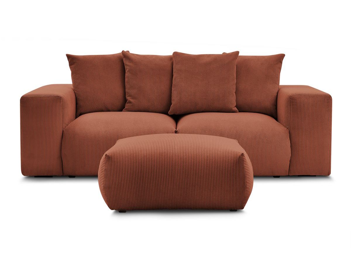 Bobochic Voltaire Sofa 4-Sitzer mit Pouf 248 × 100 cm Cordsamt Orange