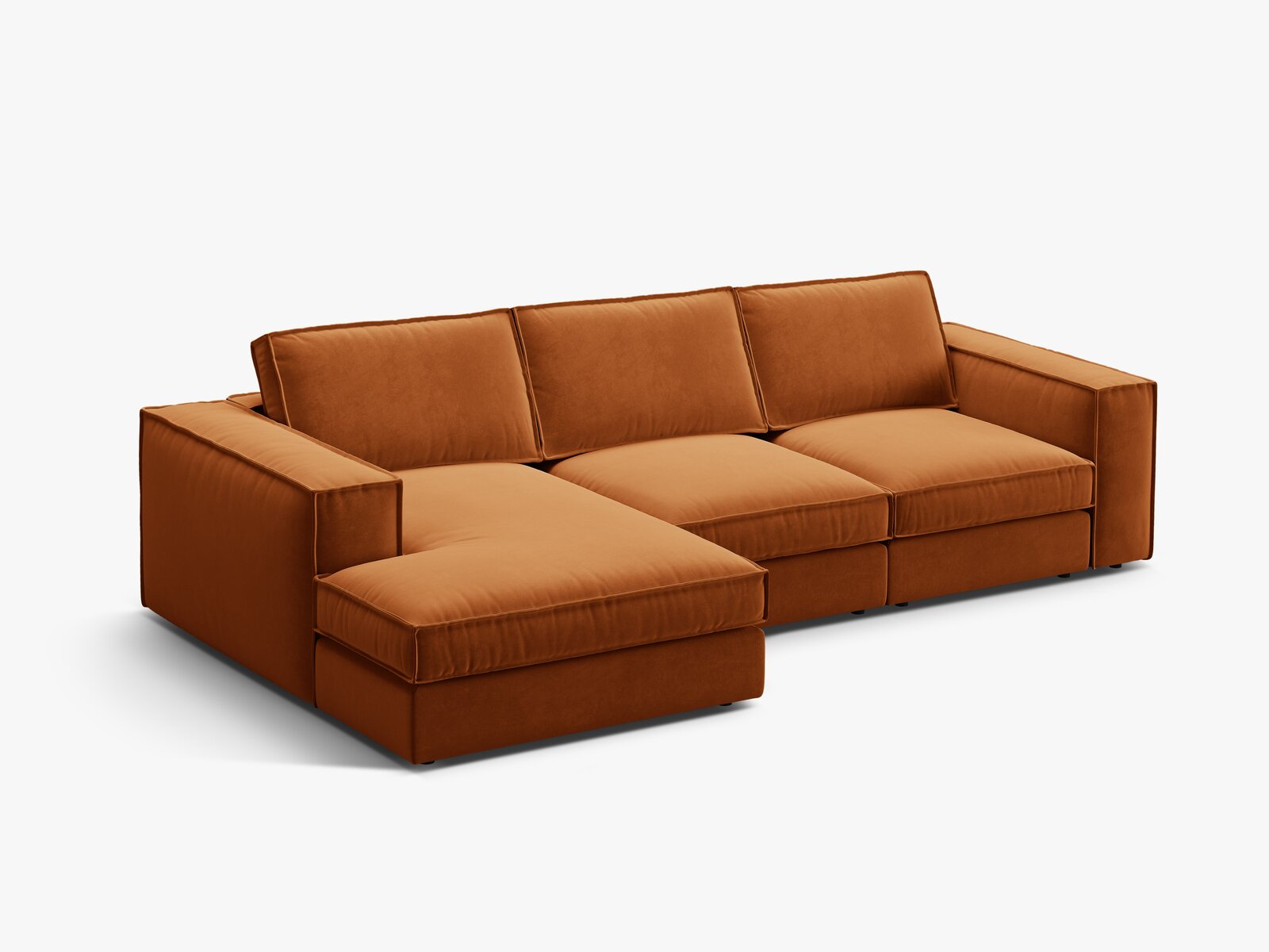 Micadoni modulares Ecksofa Pola 3-Sitzer Links Samt Salvador Terrakotta