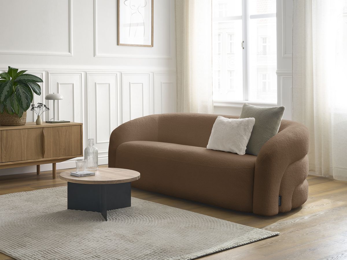 Bobochic Elina Sofa 3-Sitzer Bouclé-Stoff Braun