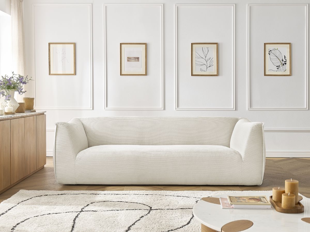Bobochic Giorgia Sofa 3-Sitzer Cordsamt Beige