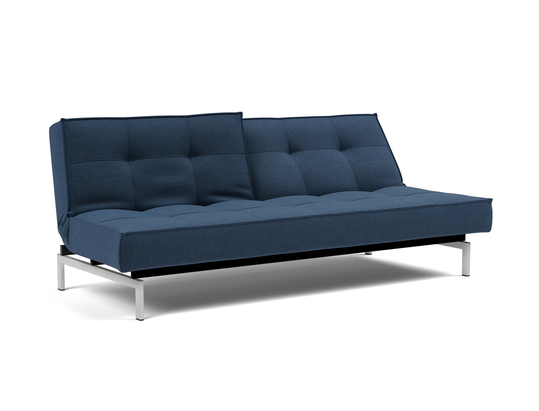Schlafsofa Splitback Chenille Esina 414-Indigo-Blue Beine Chrom