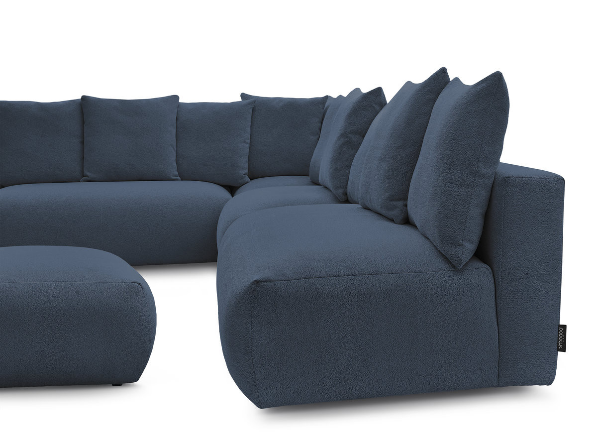 Bobochic Voltaire Ecksofa mit Pouf 322 × 268 cm Melange-Stoff Dunkelblau Ecke links