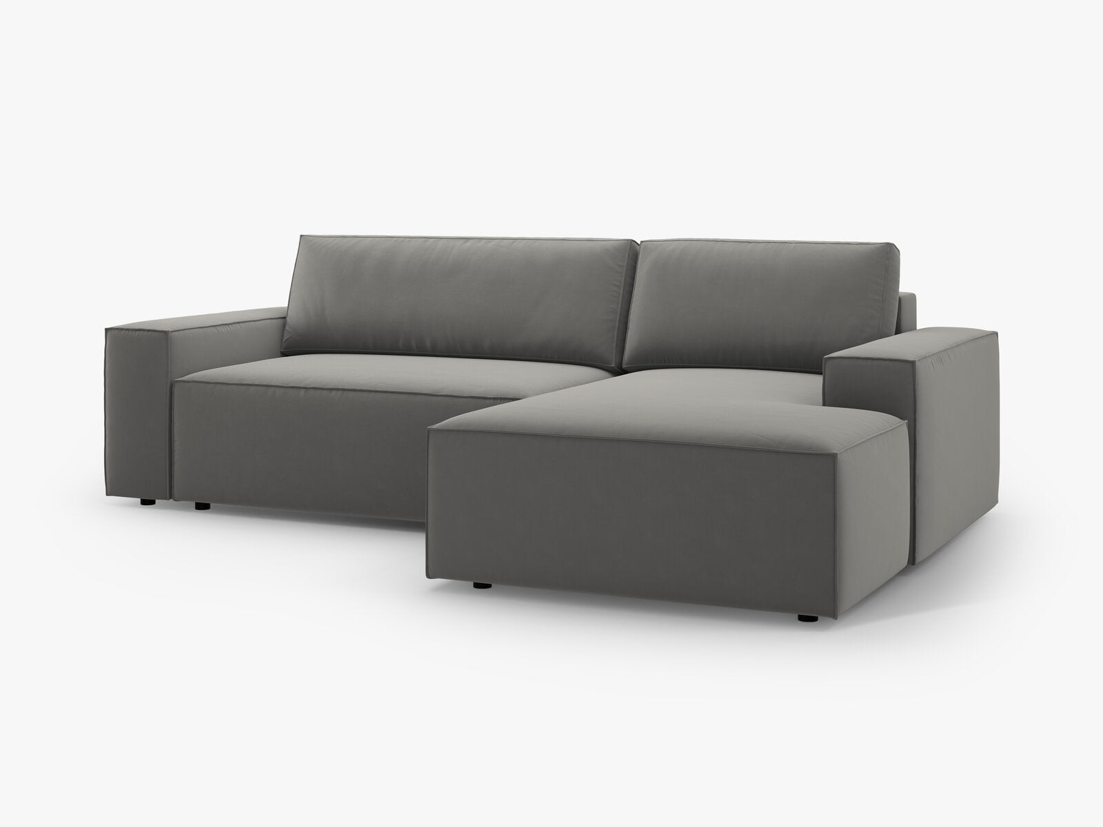 Micadoni Schlaf-Ecksofa Jodie 3-Sitzer Rechts Samt Hellgrau