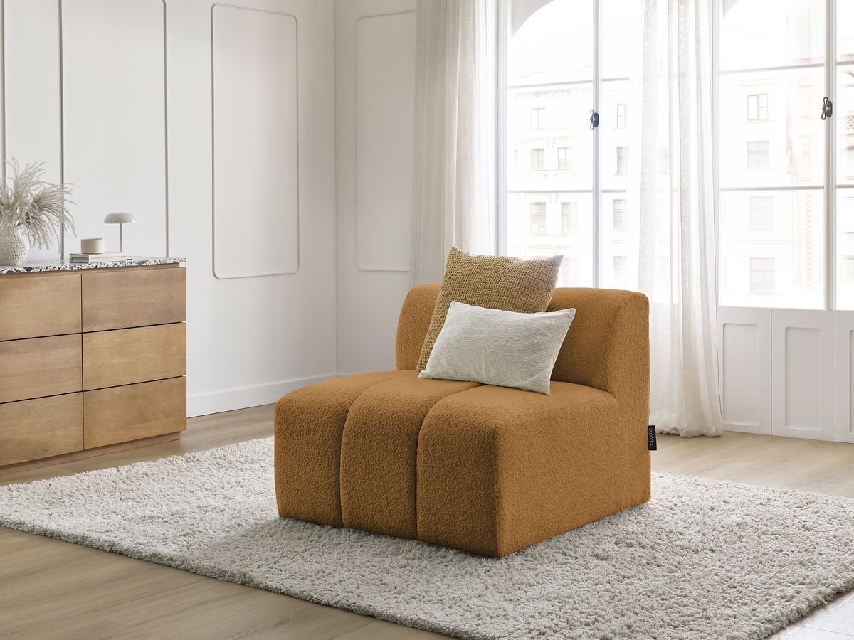 Bobochic Annecy Sofamodul 1-Sitzer Bouclé-Stoff Gelb