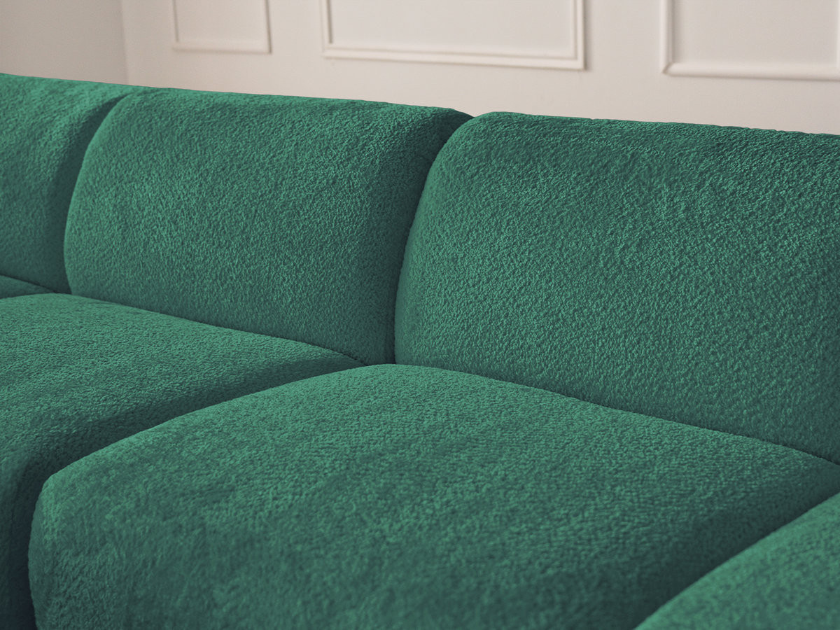 Bobochic Anda Ecksofa mit Pouf 292 × 163 cm Chenille Dunkelgrün Ecke links
