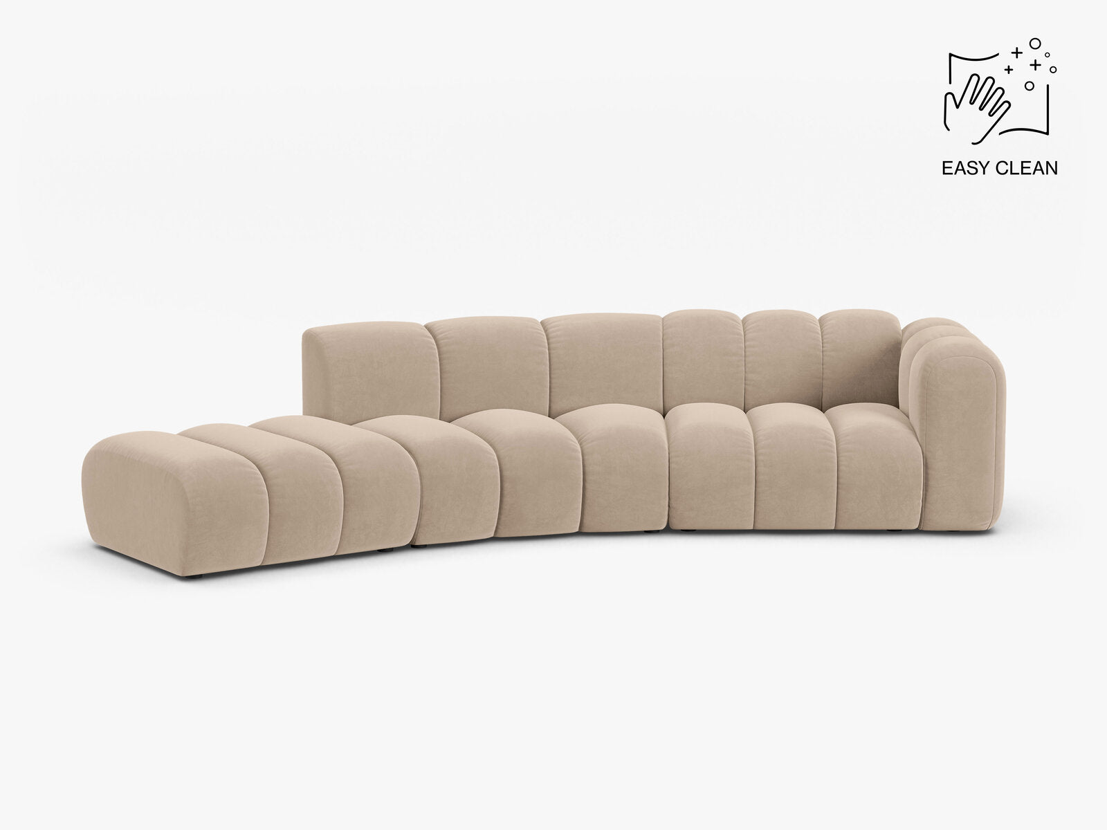 Micadoni Modulares Sofa Lupine 5-Sitzer Samt Venus Beige Links