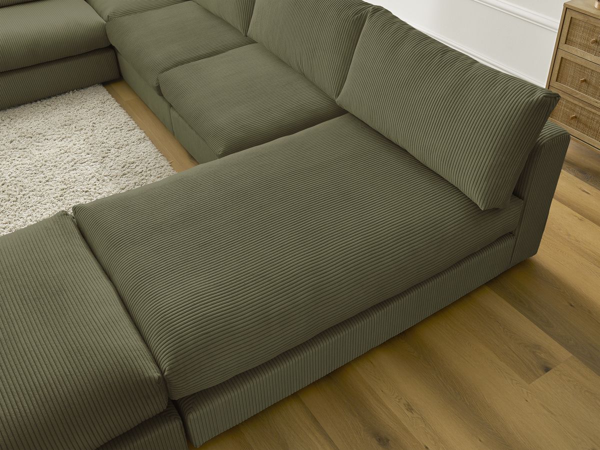 Bobochic Paris Ecksofa mit Pouf 369 × 167 cm Cordsamt Grün