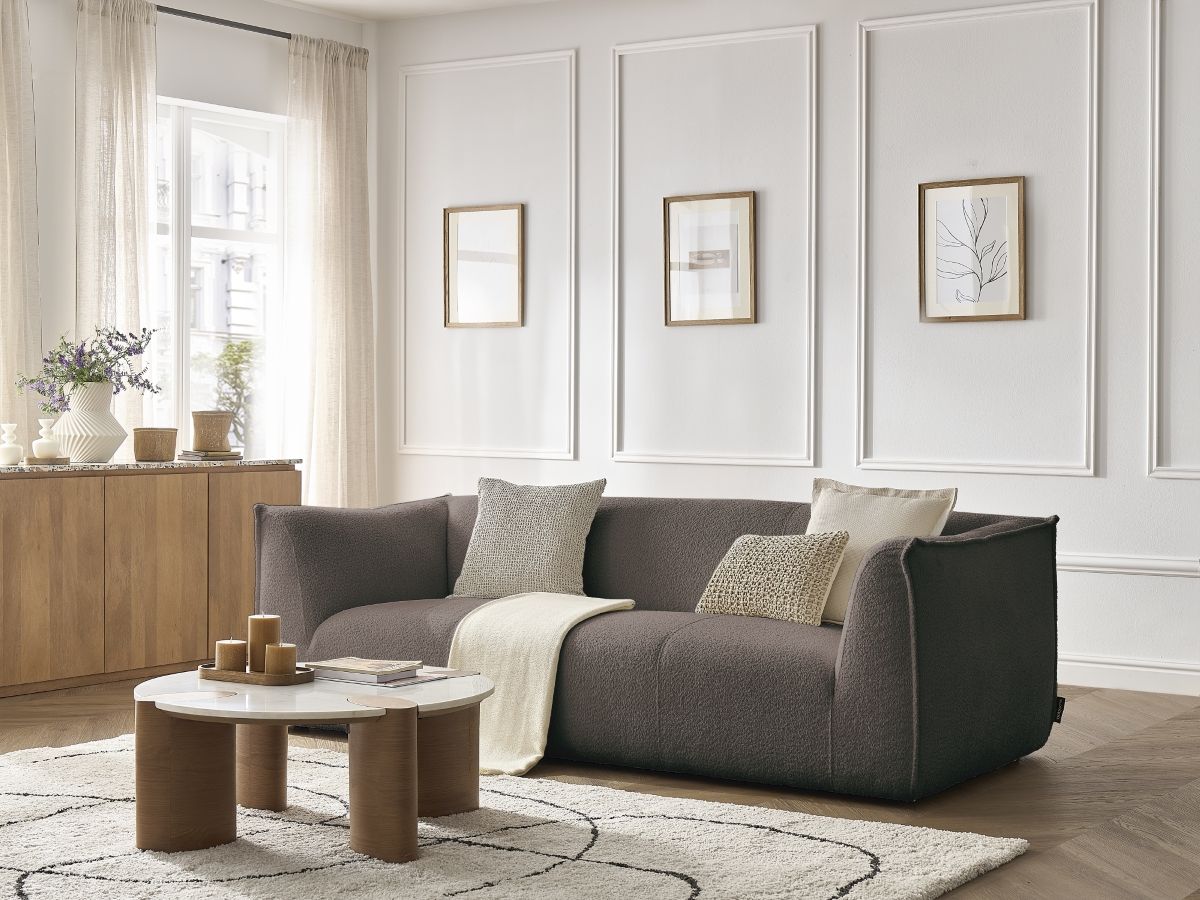 Bobochic Giorgia Sofa 3-Sitzer Bouclé-Stoff Braun